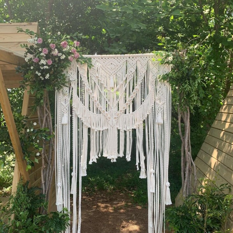 Handmade Macrame Wedding Backdrop, Macrame Wedding Arch Arbor, Macrame Wall Hanging Macrame Door Hanging Room Divider Macrame Curtains WOM#149