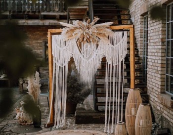 Handmade Macrame Large Curtain Bohemian Decoration Wall Arch Backdrop Wedding Wall Hanging  WOM#163