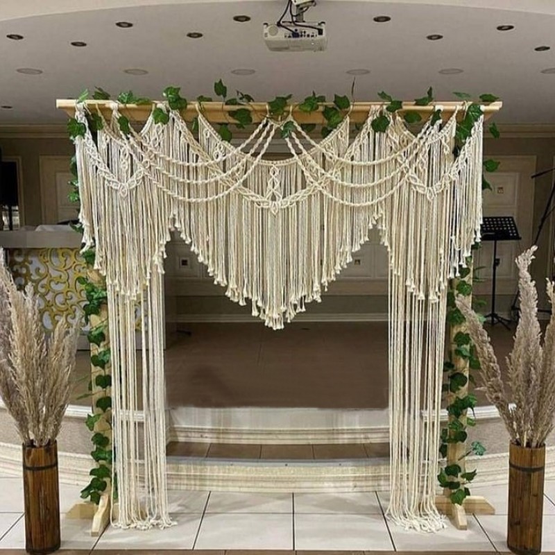 Handmade Macrame Wedding Backdrop, Macrame Wedding Arch Arbor, Macrame Wall Hanging,Macrame Door Hanging,Room Divider,Macrame Curtains WOM#188