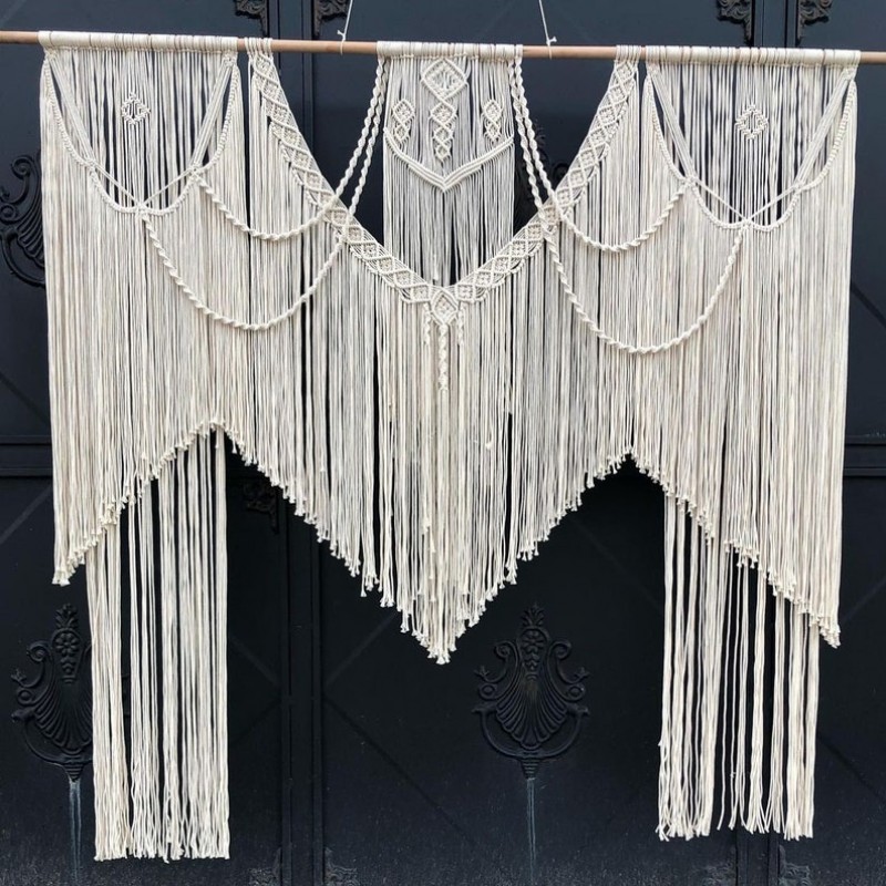 Handmade Macrame Wedding Backdrop, Macrame Wedding Arch Arbor, Macrame Wall Hanging,Macrame Door Hanging,Room Divider,Macrame Curtains WOM#197