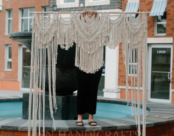 Boho Handmade Wedding Backdrop, Macrame Wedding Arch Arbor, Macrame Wall Hanging,Macrame Door Hanging Room Divider Macrame Curtain WOM#210