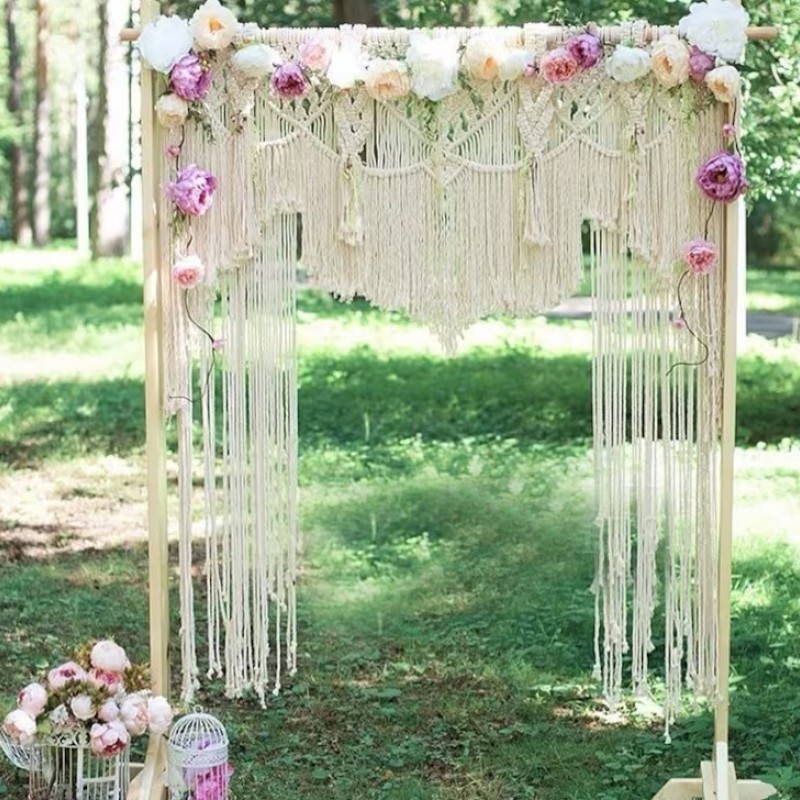 Handmade Macrame Wedding Backdrop, Macrame Wedding Arch Arbor, Macrame Wall Hanging,Macrame Door Hanging,Room Divider,Macrame Curtains WOM#233
