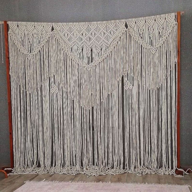 Handmade Macrame Large Curtain Bohemian Decoration Wall Arch Backdrop Wedding Wall Hanging