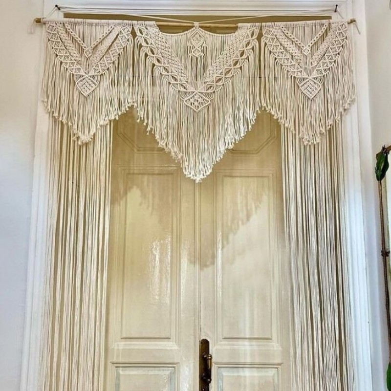 Handmade Beautiful Macrame Macrame Large Curtain Bohemian Decoration Wall Arch Backdrop Wedding Wall Hanging WOM#264