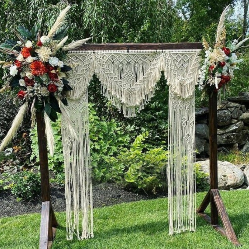 Fantastic Macrame Handmade Macrame Large Curtain Bohemian Decoration Wall Arch Backdrop Wedding Wall Hanging WOM#273