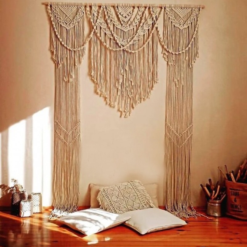 New Beautiful Macrame Wedding Backdrop, Macrame Wedding Arch Arbor, Macrame Wall Hanging,Macrame Door Hanging Room Divider Macrame Curta WOM#298