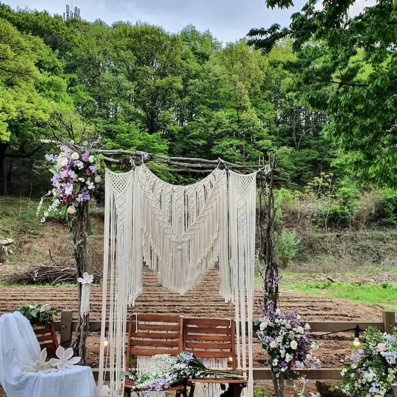 Handmade Macrame Wedding Backdrop, Macrame Wedding Arch Arbor, Macrame Wall Hanging,Macrame Door Hanging,Room Divider,Macrame Curtains WOM#306