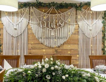 Handmade Macrame Wedding Backdrop, Macrame Wedding Arch Arbor, Macrame Wall Hanging,Macrame Door Hanging,Room Divider,Macrame Curtains WOM#313