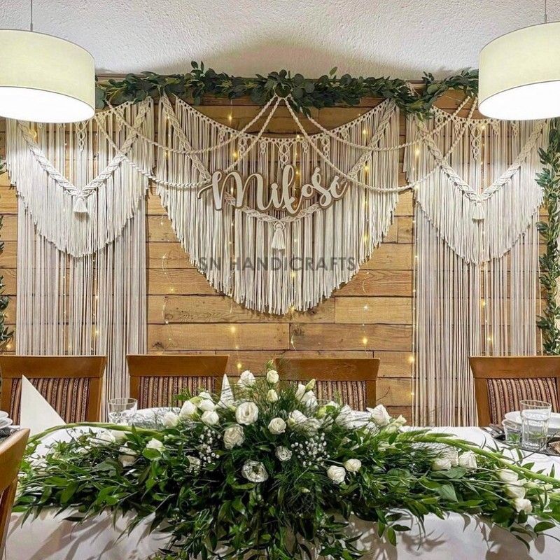Handmade Macrame Wedding Backdrop, Macrame Wedding Arch Arbor, Macrame Wall Hanging,Macrame Door Hanging,Room Divider,Macrame Curtains WOM#313