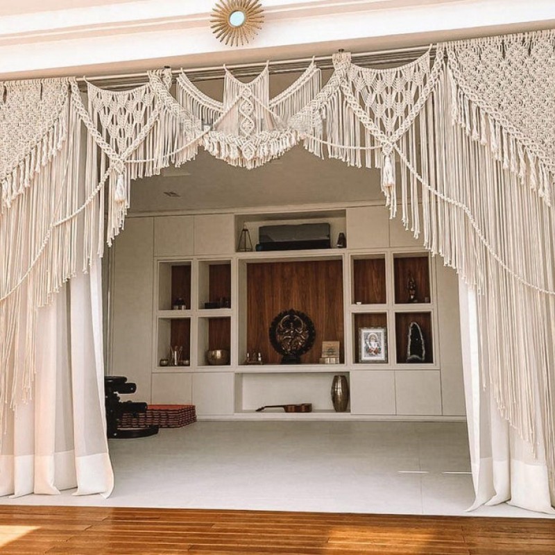 Handmade Macrame Wedding Backdrop, Macrame Wedding Arch Arbor, Macrame Wall Hanging,Macrame Door Hanging,Room Divider,Macrame Curtains WOM#76