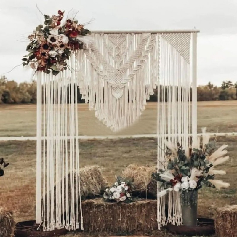 New Beautiful Macrame Wedding Backdrop, Macrame Wedding Arch Arbor, Macrame Wall Hanging,Macrame Door Hanging Room Divider Macrame Curta WOM#83