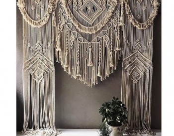 Handmade Macrame Large Curtain Bohemian Decoration Wall Arch Backdrop Wedding Wall Hanging  WOM#84