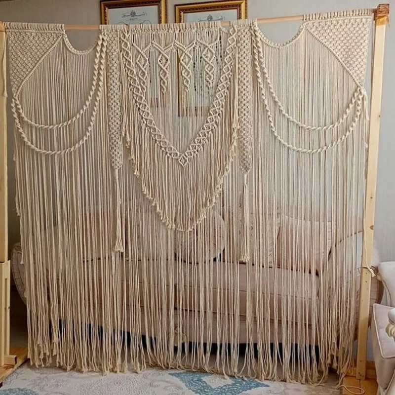 Handmade Macrame Wedding Backdrop, Macrame Wedding Arch Arbor, Macrame Wall Hanging,Macrame Door Hanging,Room Divider,Macrame Curtains WOM#85