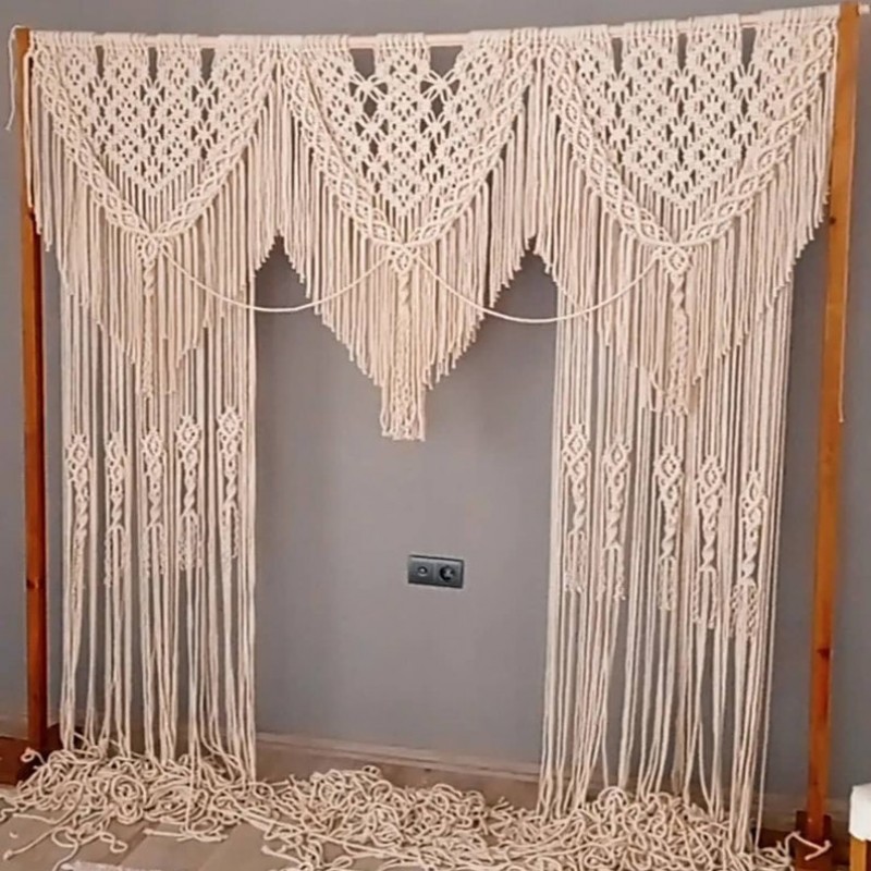 Handmade Macrame Large Curtain Bohemian Decoration Wall Arch Backdrop Wedding Wall Hanging  WOM#88