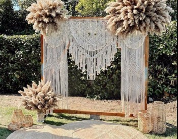 Handmade Macrame Wedding Backdrop, Macrame Wedding Arch Arbor, Macrame Wall Hanging,Macrame Door Hanging,Room Divider,Macrame Curtains WOM#46