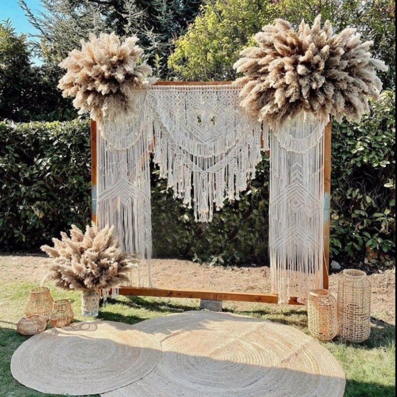Handmade Macrame Wedding Backdrop, Macrame Wedding Arch Arbor, Macrame Wall Hanging,Macrame Door Hanging,Room Divider,Macrame Curtains WOM#46