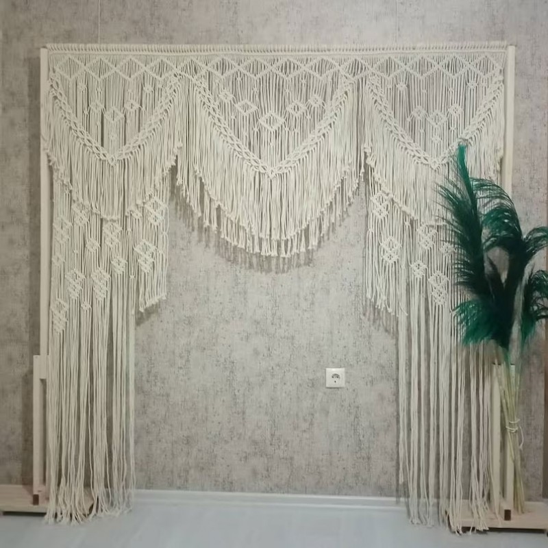 Handmade Macrame Large Curtain Bohemian Decoration Wall Arch Backdrop Wedding Wall Hanging WOM#107