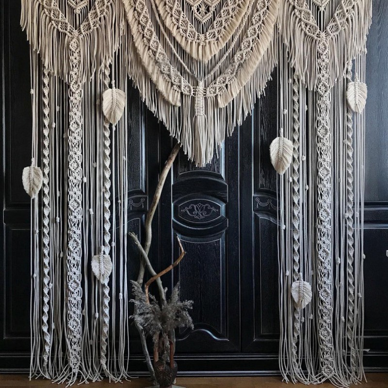 Handmade Macrame Wedding Backdrop, Macrame Wedding Arch Arbor, Macrame Wall Hanging,Macrame Door Hanging,Room Divider,Macrame Curtains WOM#47