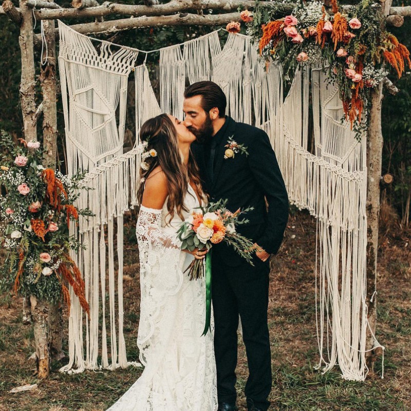 Handmade Macrame Wedding Backdrop, Macrame Wedding Arch Arbor, Macrame Wall Hanging,Macrame Door Hanging,Room Divider,Macrame Curtains WOM#113
