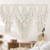 Macrame Wall Hanging Nature Cotton, Boho Macrame Tapestry Wall Decor, Woven Yarn Tassel Tapestry Wall Art WOMH#614