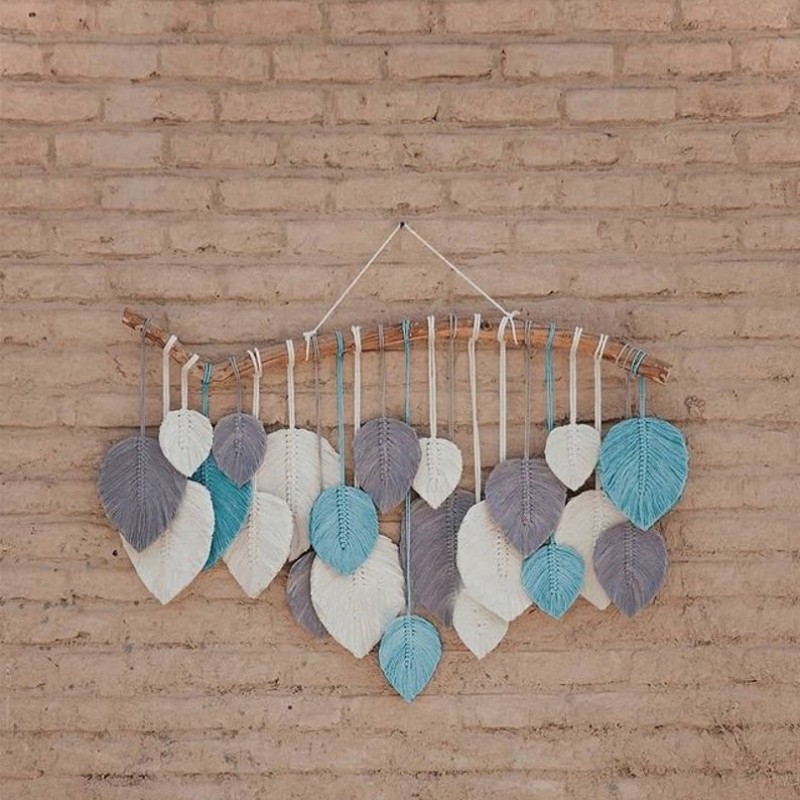 Light Color Macrame Wall Hanging// Macrame leaves// Boho leaves // Bohemian Decor // Macrame leaves WOMH#652