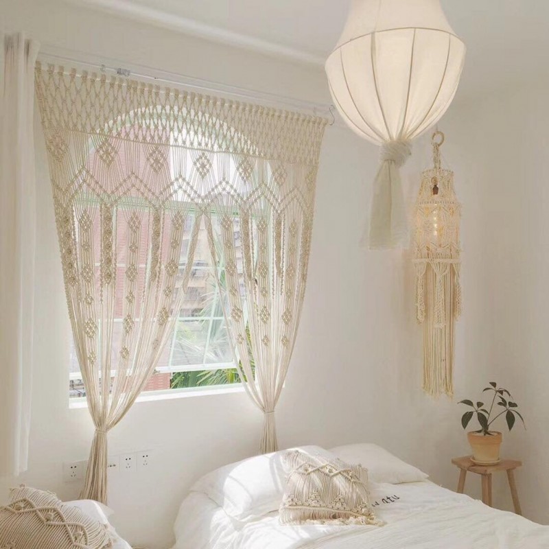 Boho Macrame Wall Hanging-Handmade Art-Woven Wall Hanging-Macrame Wedding Backdrop - Macrame Curtains - Macrame Patterns W 60" x H 80" WOM#28