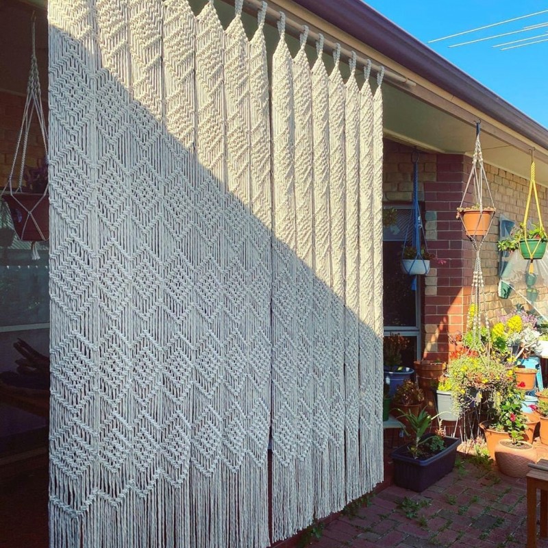 Macrame Curtains Shower Curtains Macrame Fabric Panels Kid Room Curtains Door Window Curtain Doorway Curtain Bedroom Art WOM#31