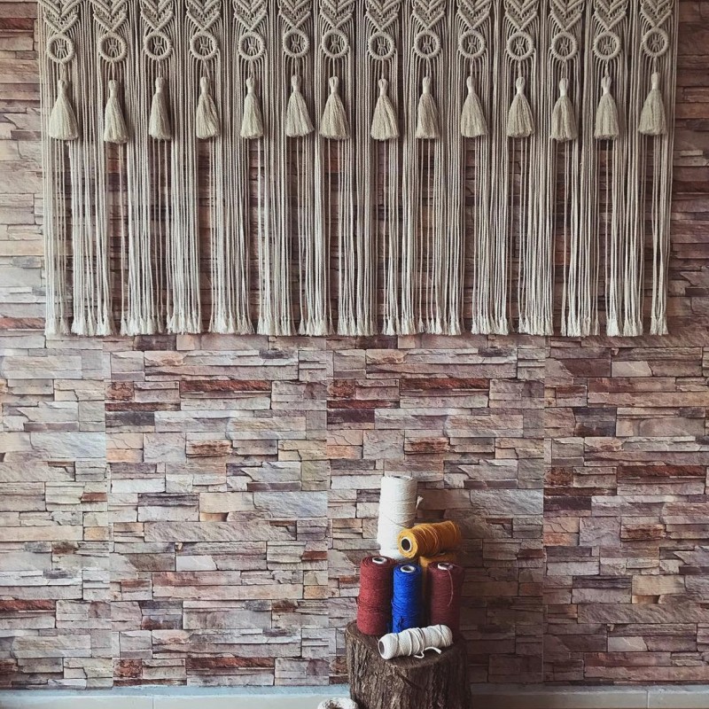 Boho Macrame Wall Hanging-Handmade Art-Woven Wall Hanging-Large Macrame Wall Hanging - Macrame Curtains - Macrame Patterns W 60" x H 60"  WOM#24