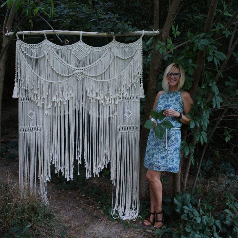 Luxury Macrame Wall Hanging-Bohemian Art Home Geometric Art Decor Beautiful Room Decoration-Macrame Curtains-Macrame Wedding Backdrop WOM#40