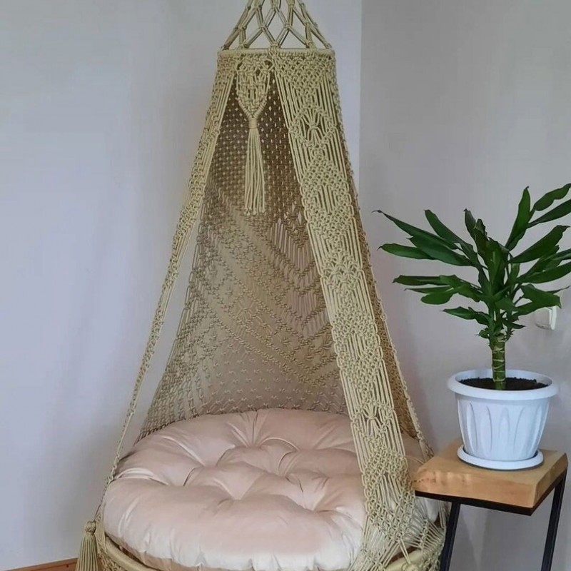 Beautiful Macrame Hammock Chair, Macrame Round Swing, Hanging Cotton Macrame Hammock Chair, Macrame Swing Chair WOMS#512