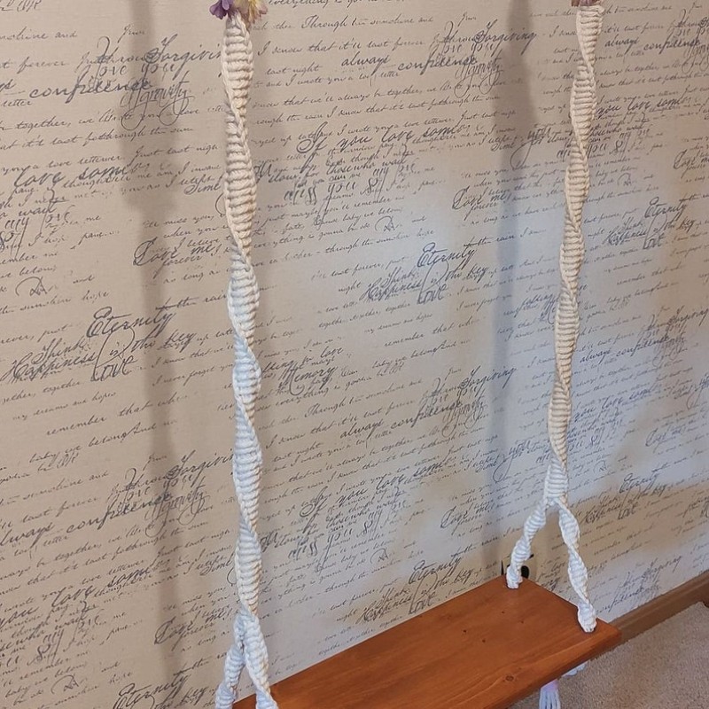 Wood Macrame Swing, Wood Swing, Tree Swing Adult, Boho Swing, Outdoor Swing, Indoor/Outdoor Swing, Wedding Swing WOMS#546