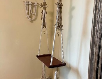 Rope Macrame Swing, Macrame Wood Swing, Wood Swing, Tree Swing Adult, Boho Swing, Outdoor Swing, Indoor/Outdoor Swing, Wedding Swing WOMS#551