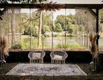 Handwoven Cotton Macramé Hammock Hanging Chair Swing for Indoor & Outdoor Use WOMS#563