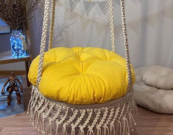 Luxury Macrame Hammock Chair, Macrame Round Swing, Hanging Cotton Macrame Hammock Chair, Macrame Swing Chair, Macrame handmade Swing WOMS#564
