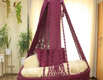 Luxury Macrame Hammock Chair, Macrame Round Swing, Hanging Cotton Macrame Hammock Chair, Macrame Swing Chair WOMS#569