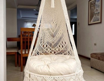 Luxury Macrame Hammock Chair, Macrame Round Swing, Hanging Cotton Macrame Hammock Chair, Macrame Swing Chair WOMS#570