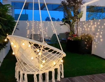 Handwoven Cotton Macramé Hammock Hanging Chair Swing for Indoor & Outdoor Use WOMS#403