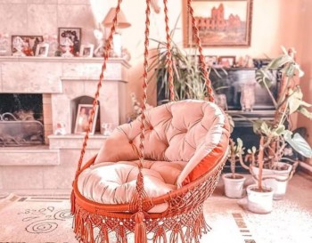 Orange Macrame Swing // Outdoor Swing // Indoor Swing // Garden WOMS#430