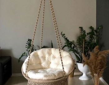 Macrame Round Swing // Hanging Cotton Macrame Hammock Chair WOMS#442