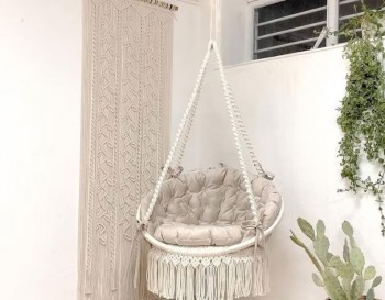 Macrame Hammock Chair, Macrame Round Swing, Hanging Cotton Hammock Chair WOMS#463