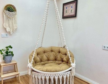 Handmade Macrame Hammock Chair, Macrame Round Swing, Hanging Cotton Hammock Chair WOMS#469
