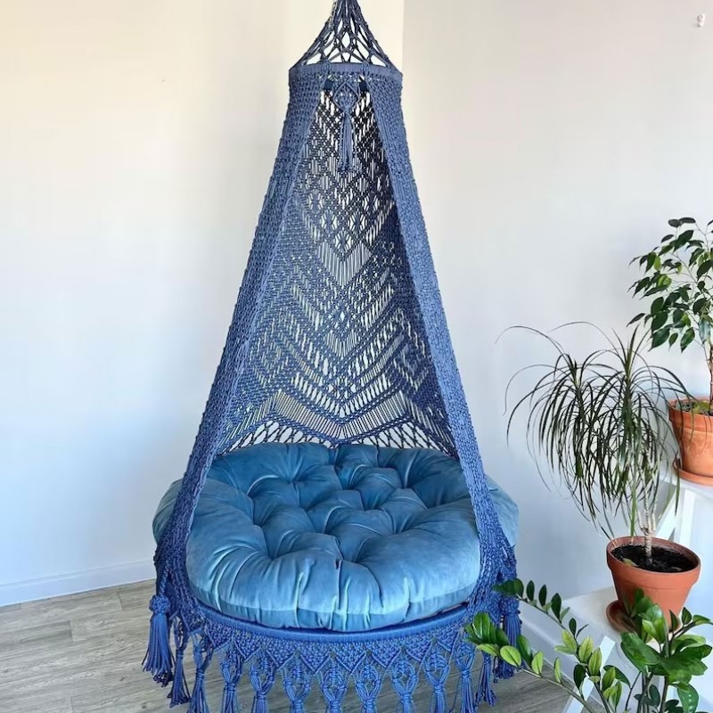 Luxuorious Swing, Macrame Hammock Chair, Macrame Round Swing, Hanging Cotton Macrame Hammock Chair, Macrame Swing Chair WOMS#480