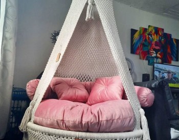 Macrame Hammock Chair, Macrame Round Swing, Hanging Cotton Macrame Hammock Chair, Macrame Swing Chair WOMS#483