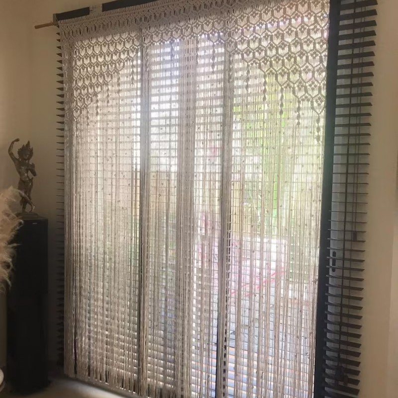 Macrame Handmade Macrame Curtain, wall hanging,Modern geometric woven tapestry,Long crochet mural curtain Wedding backdrop ,Home decor MC#103