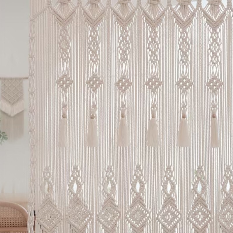 wall hanging Home decoration Macrame Curtain, Modern geometric woven tapestry Long crochet mural curtain Rustic MC#119