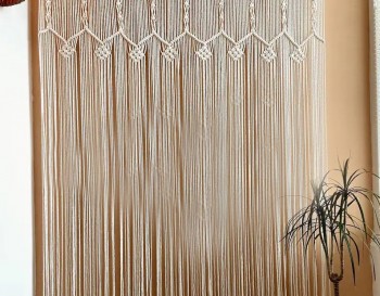Excellent Macrame Curtain, wall hanging,Modern geometric woven tapestry,Long crochet mural curtain Rustic,Wedding backdrop ,Home decor MC#02