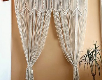 Excellent Macrame Curtain, wall hanging,Modern geometric woven tapestry,Long crochet mural curtain Rustic,Wedding backdrop ,Home decor MC#02