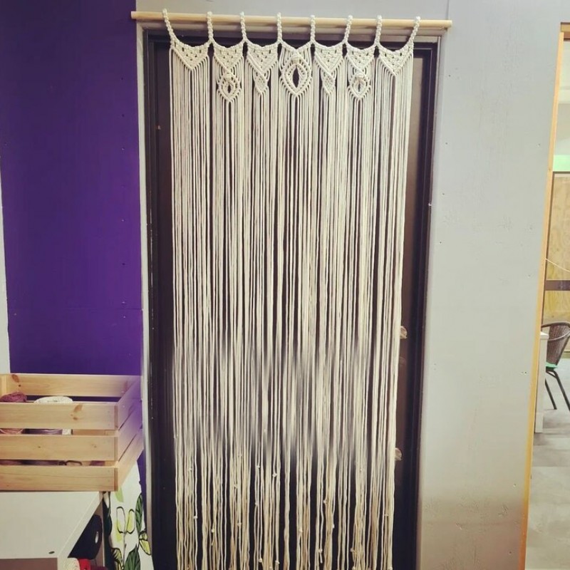 Macrame Curtain, wall hanging,Modern geometric woven tapestry,Long crochet mural curtain Rustic,Wedding backdrop ,Home decor MC#280