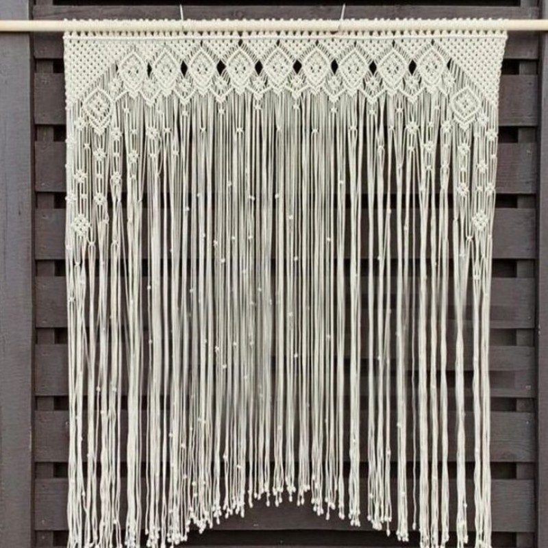 NICE Macrame Curtain, wall hanging,Modern geometric woven tapestry,Long crochet mural curtain Rustic,Wedding backdrop ,Home decor MC#03