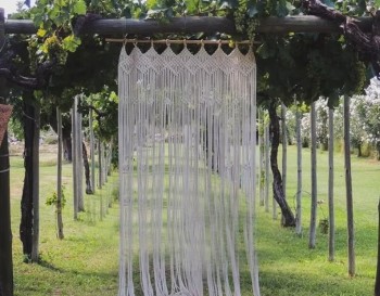 Macrame Curtain, wall hanging Modern geometric woven tapestry Long crochet mural curtain Home decoration latest design curtains MC#043